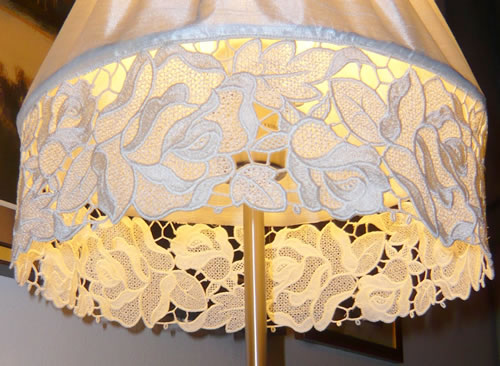 Lace Lamp Shades on Freestanding Lace Lamp Shade Close Up Image